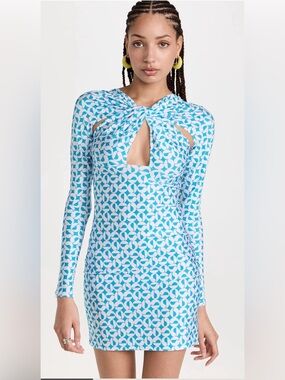 Coperni Blue and White Printed Mini Dress